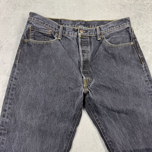 LEVIS 501xx Mens Regular Straight Leg Button Fly Denim Jeans Grunge Faded Black - Picture 5 of 8